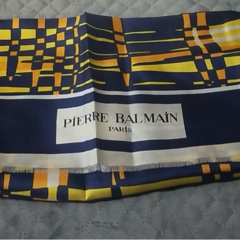 Pierre Balmain Geometric Blue and Yellow Scarf